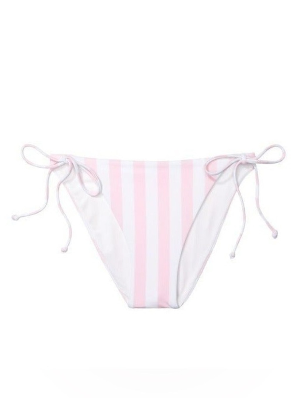 Victorias Secret Bikini Bottom String Pink White Stripes Swim Size Medium NWT